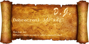 Debreczeni Jákó névjegykártya